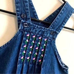 Vintage McDonalds Embroidery Denim Overall Dress Size 6 Girls